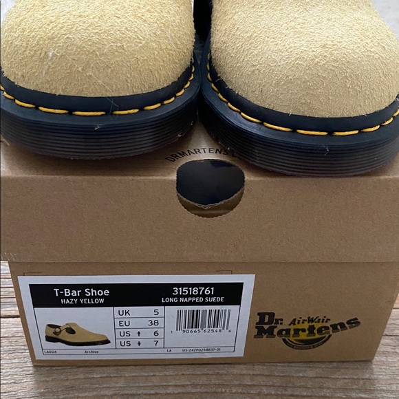 Dr. Martens T-Bar Shoe. Hazy Yellow Long Napped Suede. Size 7/38. - Picture 9 of 9